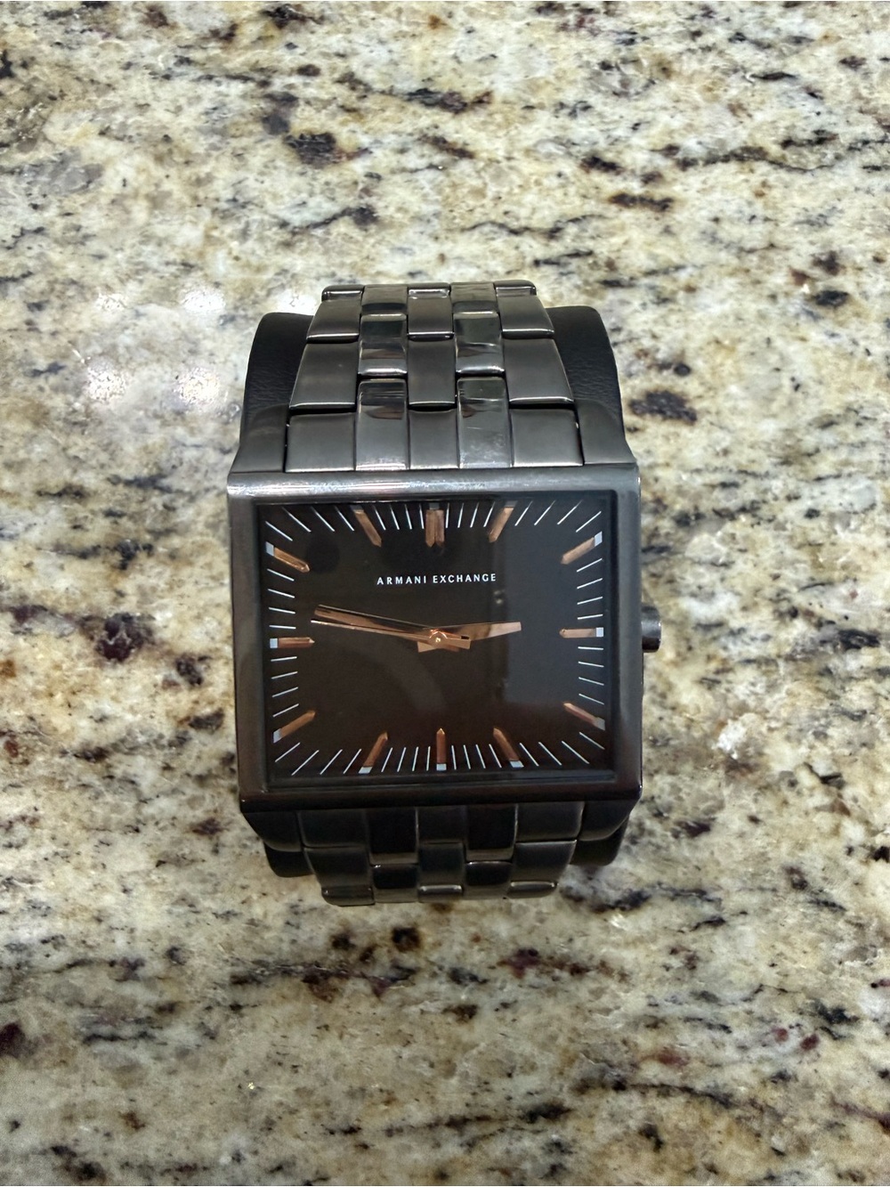 Armani Exchange Black Dial Silver Bracelet Watch
